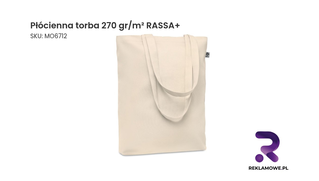 Płócienna torba RASSA+ o gramaturze 270 gr/m²