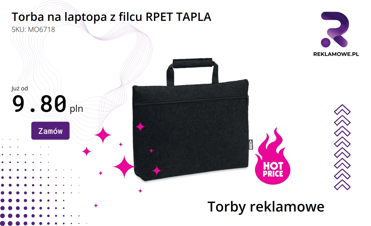 Torba na laptopa wykonana z recyklingowanego filcu RPET marki TAPLA