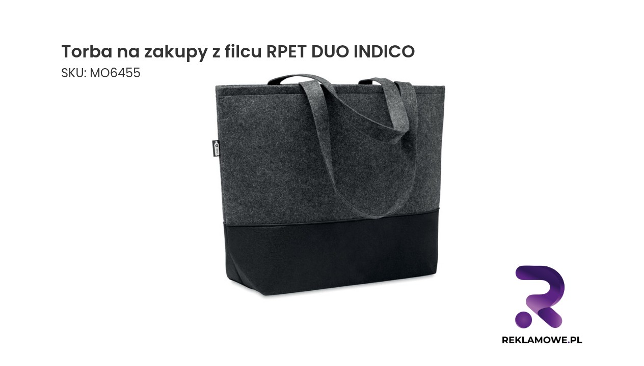 Torba na zakupy z filcu RPET DUO INDICO, ekologiczna