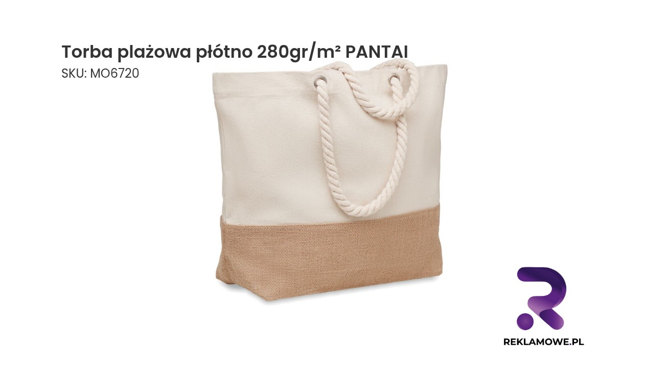 Torba plażowa z płótna 280gr/m² model PANTAI