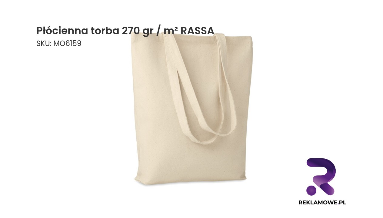 Płócienna torba 270 gr / m² RASSA Płócienna torba 270 gr / m² RASSA – wytrzymała torba bawełniana