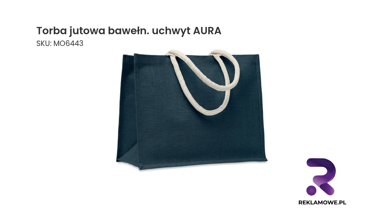 Torba jutowa, bawełn. uchwyt AURA Torba jutowa bawełniana z uchwytem AURA