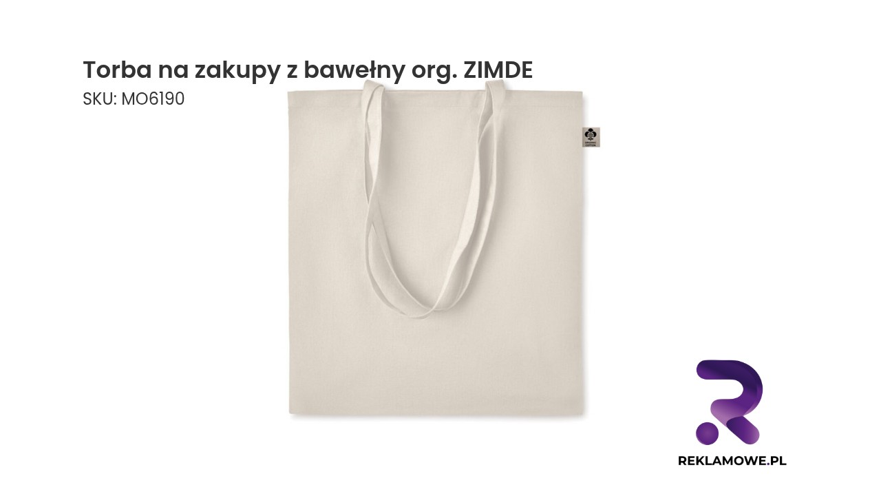 Ekologiczna torba na zakupy z bawełny organicznej marki ZIMDE