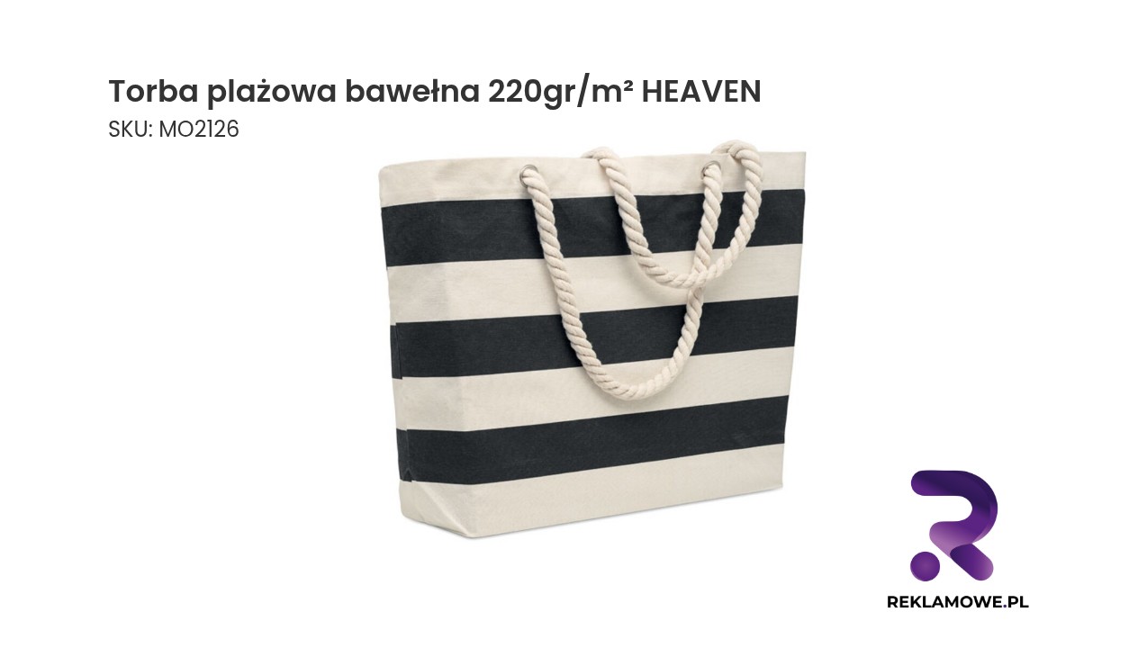 Torba plażowa bawełna 220gr/m² HEAVEN STRIPE Torba plażowa bawełniana 220 g/m² HEAVEN – stylowa i wytrzymała torba na plażę