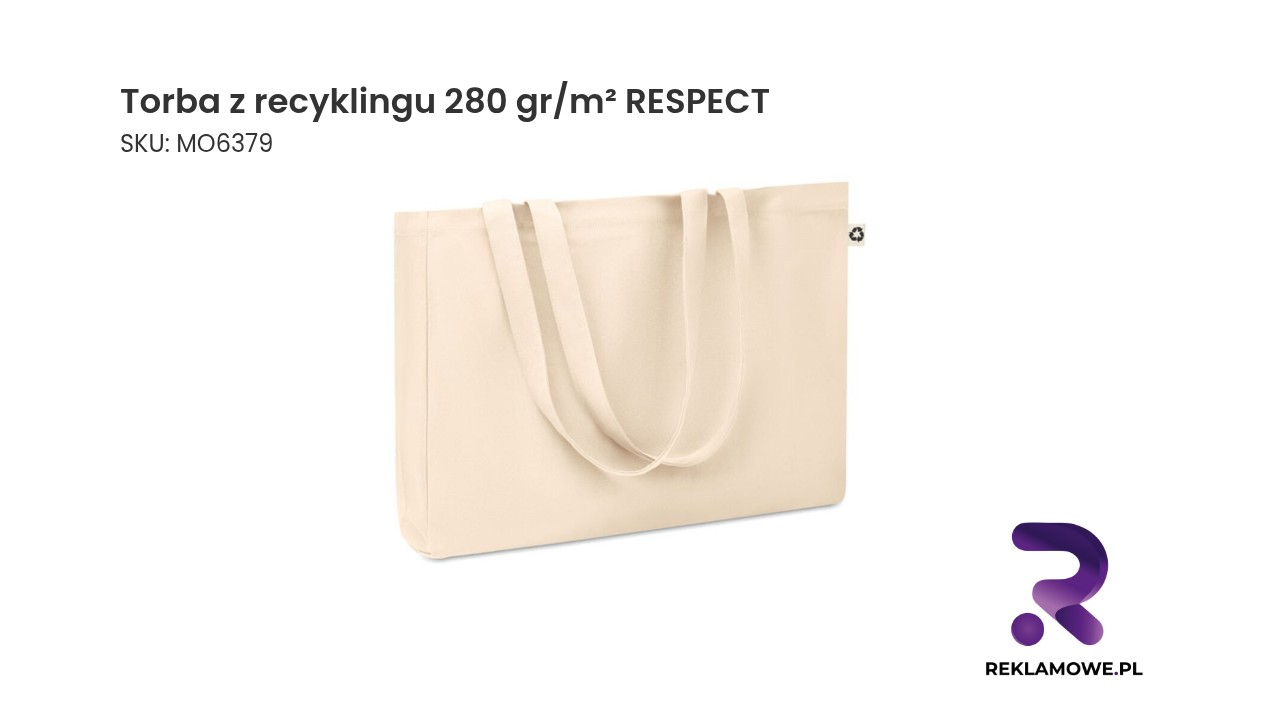 Torba z recyklingu 280 gr/m² RESPECT Torba z recyklingu 280 gr/m² RESPECT – ekologiczna torba materiałowa